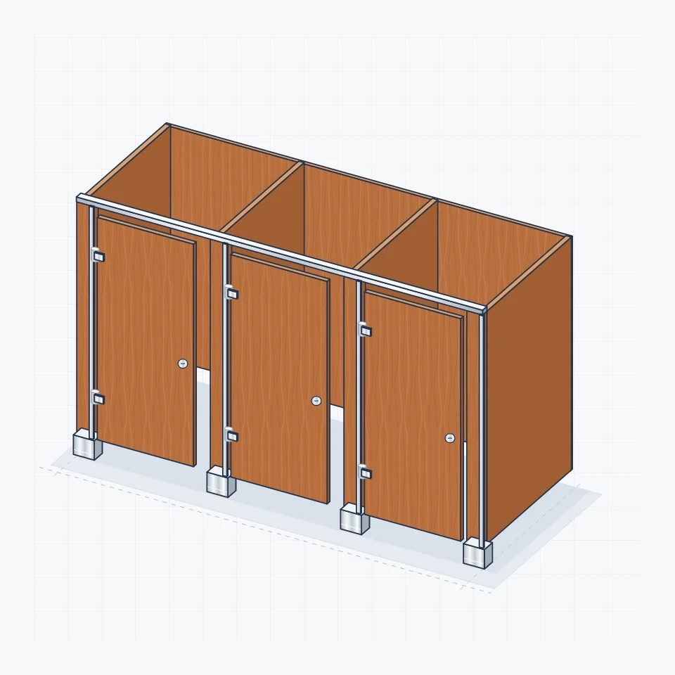 Ilustrasi arsitektur kubikel toilet tipe premium