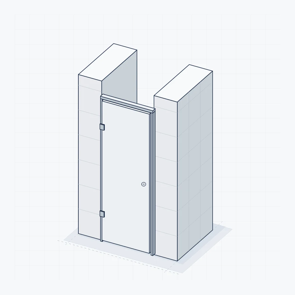 Ilustrasi arsitektur kubikel toilet tipe single door